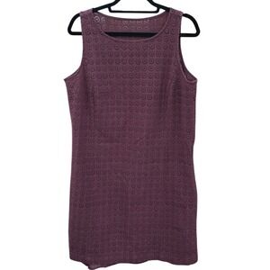 Semantiks‎ Cotton Eyelet Overlay Plum Shift Dress Size Large EUC